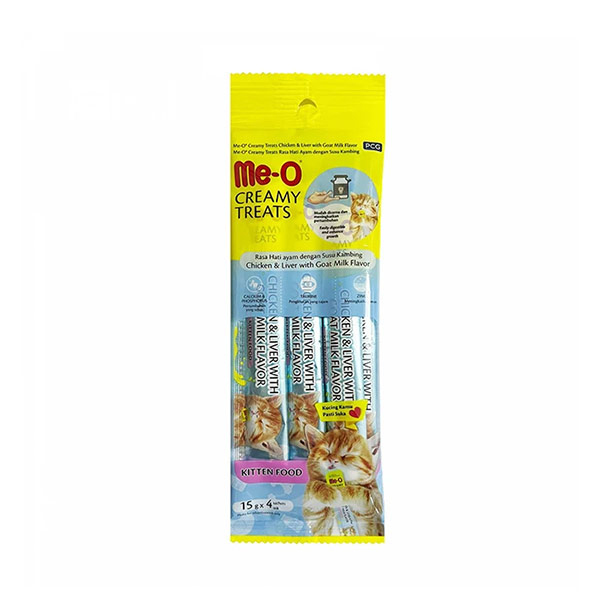 Meo Creamy Tavuk & Ciğer ve Keçi Sütlü Yavru Kedi Ödülü 15 gr x 4 adet