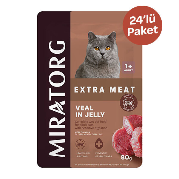 Miratorg Sensitive Digestion Jelly Dana Etli Kedi Yaş Maması 80 gr x 24 adet