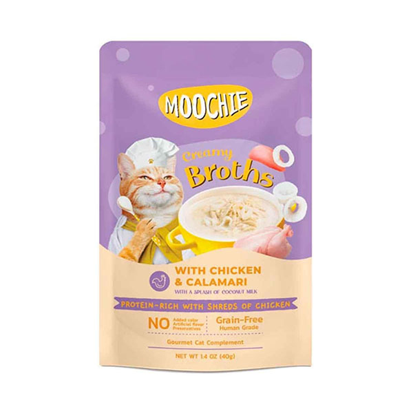 Moochie Parça Tavuk Etli ve Kalamarlı Tahılsız Kedi Çorbası 40gr