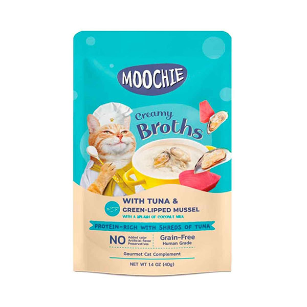 Moochie Parça Ton Balıklı ve Midyeli Tahılsız Kedi Çorbası 40gr