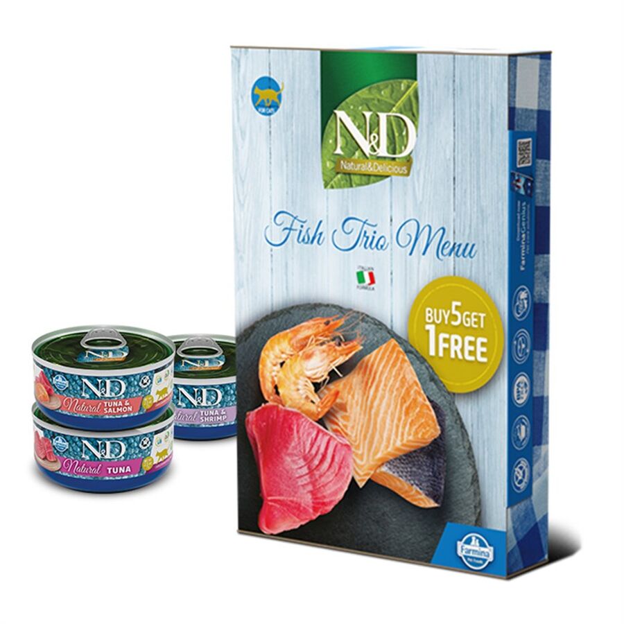 N&D Balıklı Trio Menü Kedi Konserve Maması 6x70 Gr