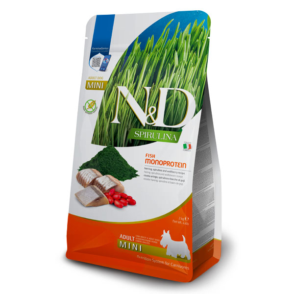 N&D Spirulina Ringa Balıklı Küçük Irk Tahılsız Yetişkin Köpek Maması 2 kg