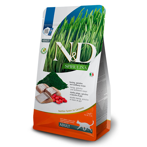 N&D Spirulina Ringa Balıklı Tahılsız Yetişkin Kedi Maması 1,5 kg