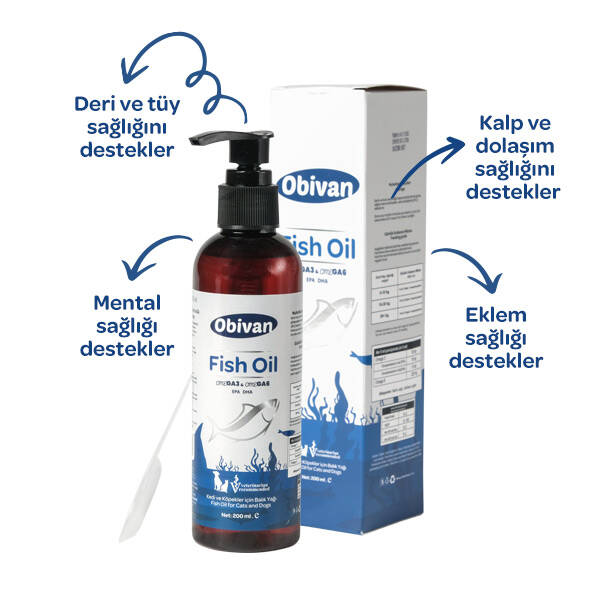 Obivan Kedi ve Köpekler için Balık Yağı 200 ml