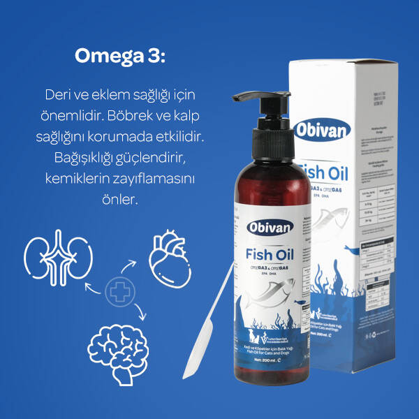 Obivan Kedi ve Köpekler için Balık Yağı 200 ml