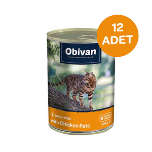 Obivan Tahılsız Tavuk Etli Ezme Yetişkin Kedi Konservesi 400 GR x 12 Adet - Thumbnail