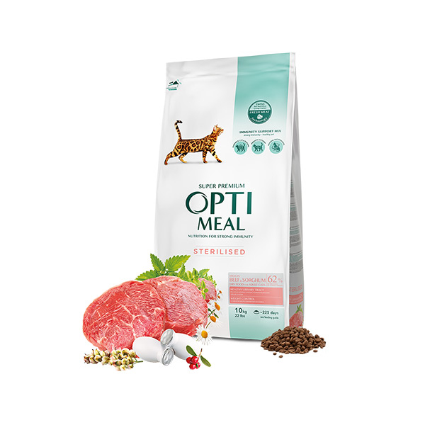 Optimeal Süper Premium Dana Etli-Sorgumlu Kısır Kedi Maması 10 Kg - 1