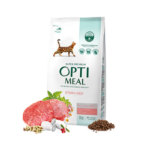 Optimeal Süper Premium Dana Etli-Sorgumlu Kısır Kedi Maması 1,5 Kg - Thumbnail