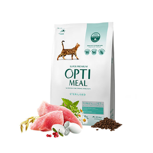 Optimeal Süper Premium Hindili-Yulaflı Kısır Kedi Maması 4 Kg - Thumbnail