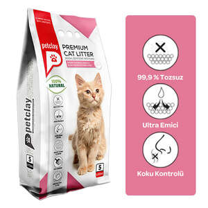 Petclay Pudra Kokulu İnce Renkli Taneli Kedi Kumu 5 LT - 2