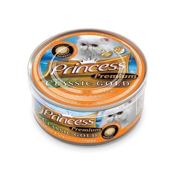 Princess Gold Tavuklu Ton Balıklı Papayalı ve Pirinçli Yetişkin Kedi Konservesi 170 gr