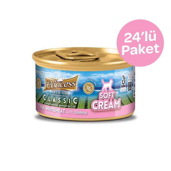 Princess Soft Cream Beyaz Ton Balığı ve Karidesli Yetişkin Kedi Sıvı Krema 50 gr (24 adet)