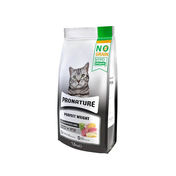 Pronature Tahılsız Kısırlaştırılmış Yetişkin Kuru Kedi Maması (Perfect Weight) Kuzu Etli Patatesli ve Enginarlı 1,5KG