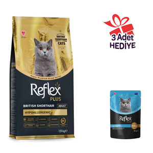 Reflex Plus Brıtısh Shorthair Yetişkin Kedi Maması 1.5 Kg - Thumbnail