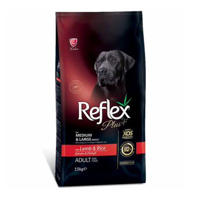 Reflex Plus Kuzulu & Pirinçli Orta ve Büyük Irk Köpek Maması 15 KG