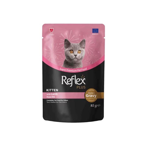 Reflex Plus Sos İçinde Et Parçacıklı Kuzu Etli Yavru Kedi Konservesi 85gr