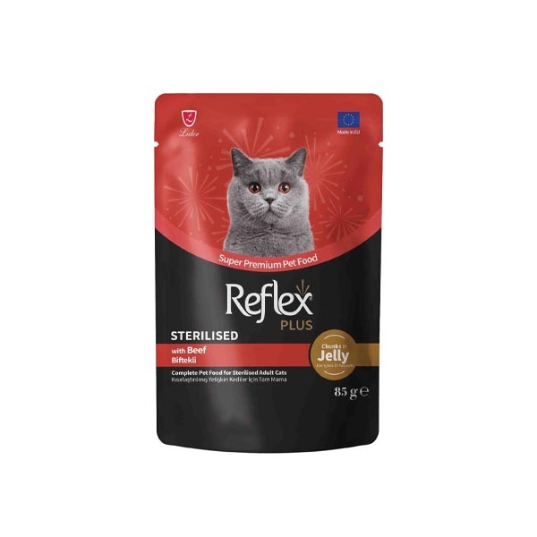 Reflex Plus Sos İçinde Parça Biftek Etli Kısırlaştırılmış Kedi Konservesi 85gr