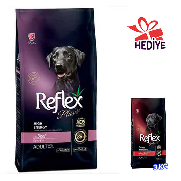 Reflex Plus High Energy Biftekli Köpek Maması 15 KG