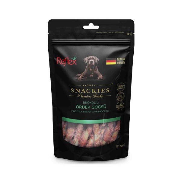 Reflex Snackies Natural Brokolili Ördek Göğsü Tahılsız Köpek Ödül Çubuğu 170gr