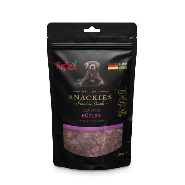 Reflex Snackies Natural Kuzu Etli Küp Tahılsız Köpek Ödülü 80gr