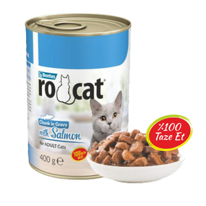 Ro-Cat Parça Etli Somonlu Yetişkin Kedi Konservesi 400 Gr - Thumbnail