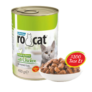 Ro-Cat Parça Etli Tavuklu Yetişkin Kedi Konservesi 400 Gr - Thumbnail