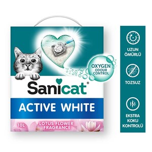 SaniCat Active White Lotus Ultra Topaklanan Kedi Kumu 10 Lt - Thumbnail