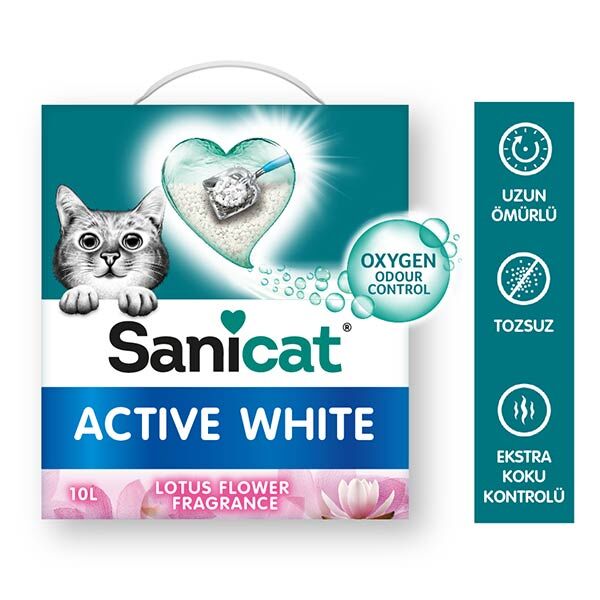 SaniCat Active White Lotus Ultra Topaklanan Kedi Kumu 10 Lt