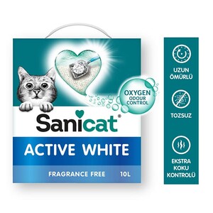 Sanicat Active White Ultra Topaklanan Oksijen Control Kedi Kumu 10 Lt - Thumbnail