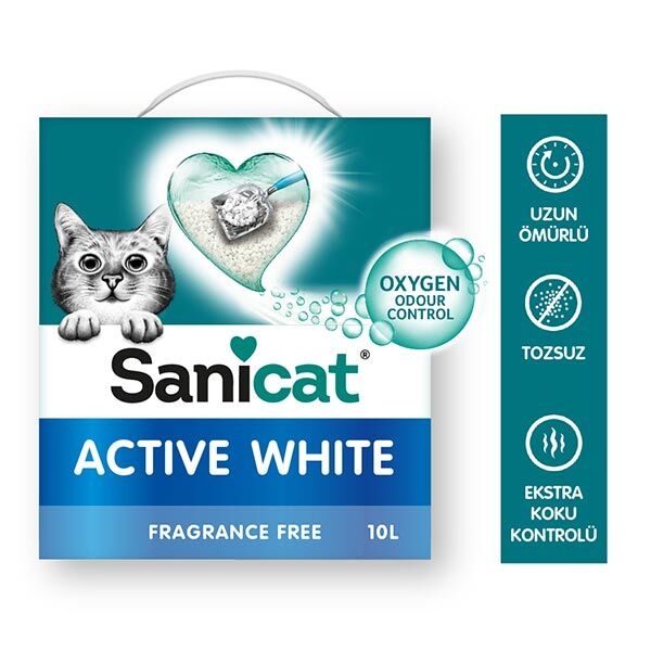 Sanicat Active White Ultra Topaklanan Oksijen Control Kedi Kumu 10 Lt