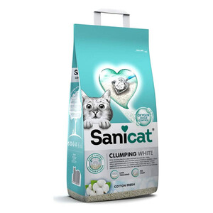 Sanicat Clumping White Cotton Fresh Oksijen Kontrol Kedi Kumu 10 Lt - Thumbnail