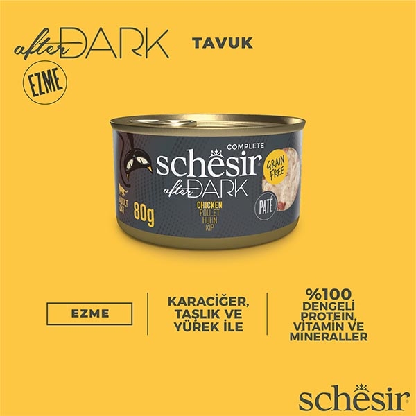 Schesir After Dark Tavuk Etli Pate Tahılsız Yaş Kedi Maması 80 Gr