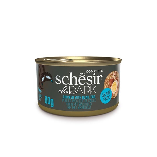 Schesir After Dark Tavuk Etli ve Bıldırcın Yumurtalı Pate Tahılsız Yaş Kedi Maması 80 Gr