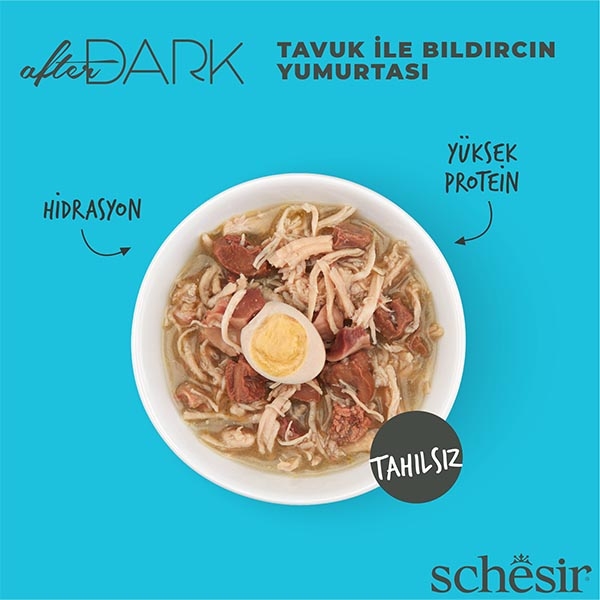 Schesir After Dark Tavuk ve Bıldırcın Yumurtalı Tahılsız Yaş Kedi Maması 80 Gr