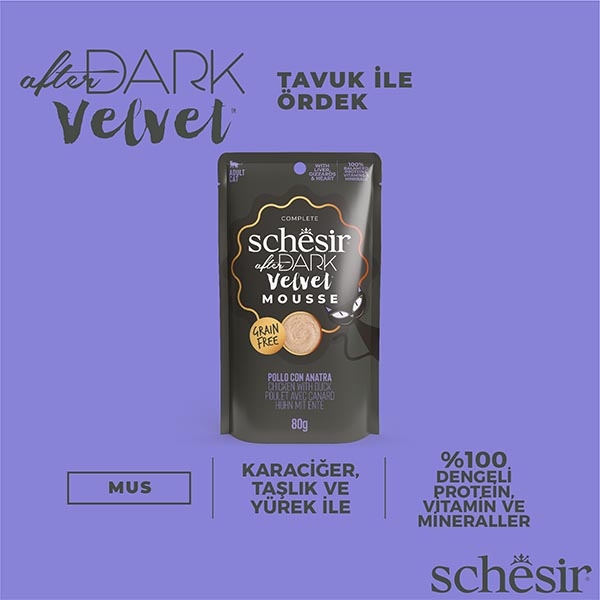 Schesir After Dark Tavuk ve Ördek Etli Pouch Yaş Kedi Maması 80 Gr