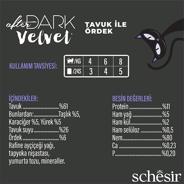 Schesir After Dark Tavuk ve Ördek Etli Pouch Yaş Kedi Maması 80 Gr