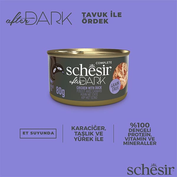 Schesir After Dark Tavuk ve Ördek Etli Yaş Kedi Maması 80 Gr