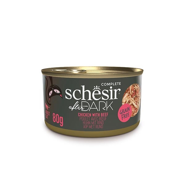 Schesir After Dark Tavuk ve Sığır Etli Pate Tahılsız Yaş Kedi Maması 80 Gr