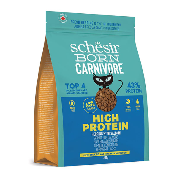 Schesir Born Carnivore Somonlu ve Ringa Balıklı Tahılsız Kedi Maması 255 Gr