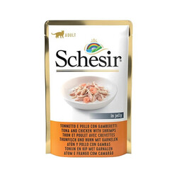 Schesir Jelly Ton, Tavuk ve Karidesli Pouch Kedi Konservesi 85 Gr