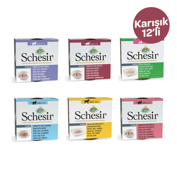 Schesir Karışık Konserve Yetişkin Kedi Maması 12 X 85 Gr