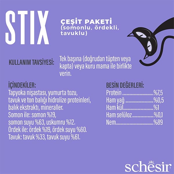 Schesir Stix Karışık Lezzetli Sıvı Kedi Ödülü 6x15 Gr 