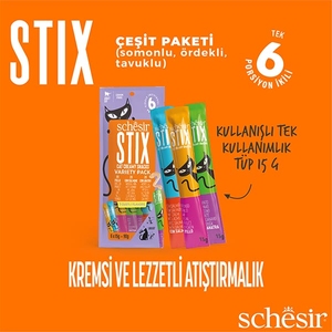 Schesir Stix Karışık Lezzetli Sıvı Kedi Ödülü 6x15 Gr - Thumbnail