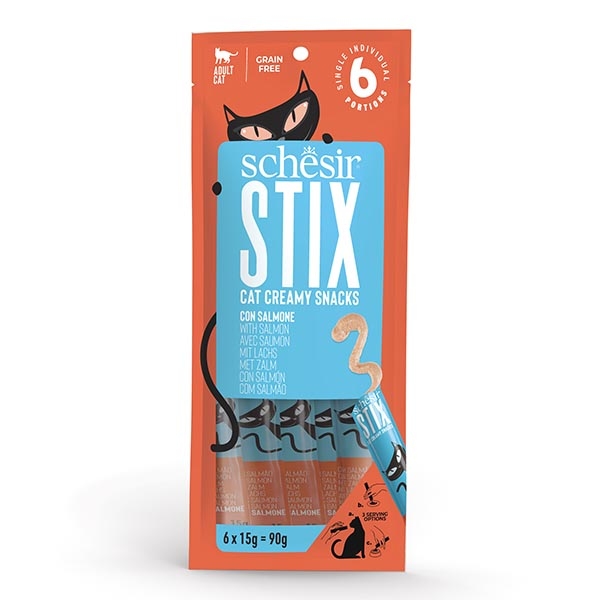 Schesir Stix Somon Balıklı Sıvı Kedi Ödülü 6x15 Gr