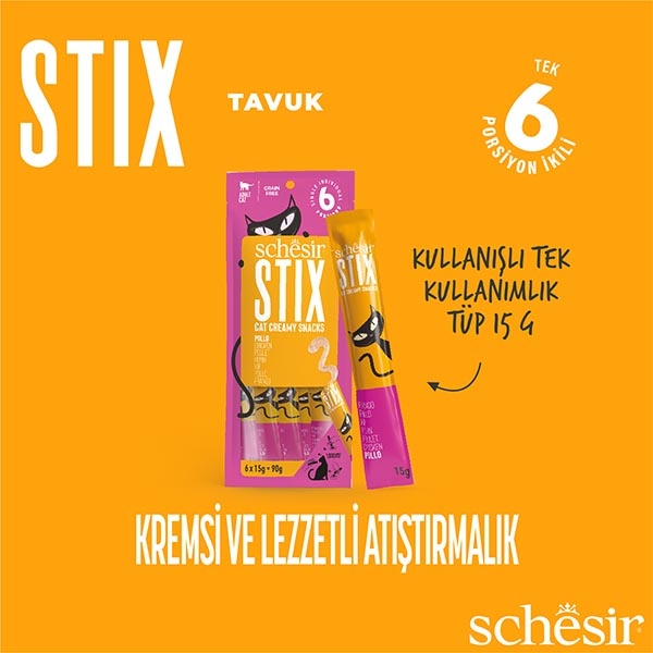 Schesir Stix Tavuklu Sıvı Kedi Ödülü 6x15 Gr