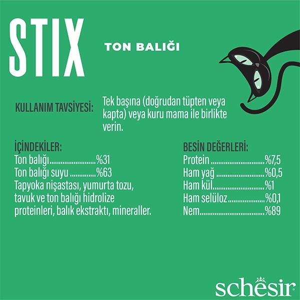 Schesir Stix Ton Balıklı Sıvı Kedi Ödülü 6x15 Gr