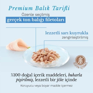 Schesir Ton ve Sarı Kuyruk Balıklı Kedi Konservesi 85 Gr - Thumbnail