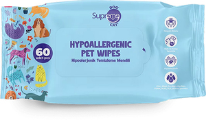 Supreme - Supreme Kokusuz Hipoalerjenik Köpek Temizleme Mendili 60 Adet – Hassas Ciltler İçin Uygun