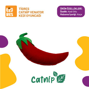 Tigres - Tigres Venator Catnipli Biber Şeklinde Kedi Oyuncağı