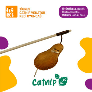 Tigres Venator Catnipli Bıyıklı Fare Şeklinde Kedi Oltası - 1